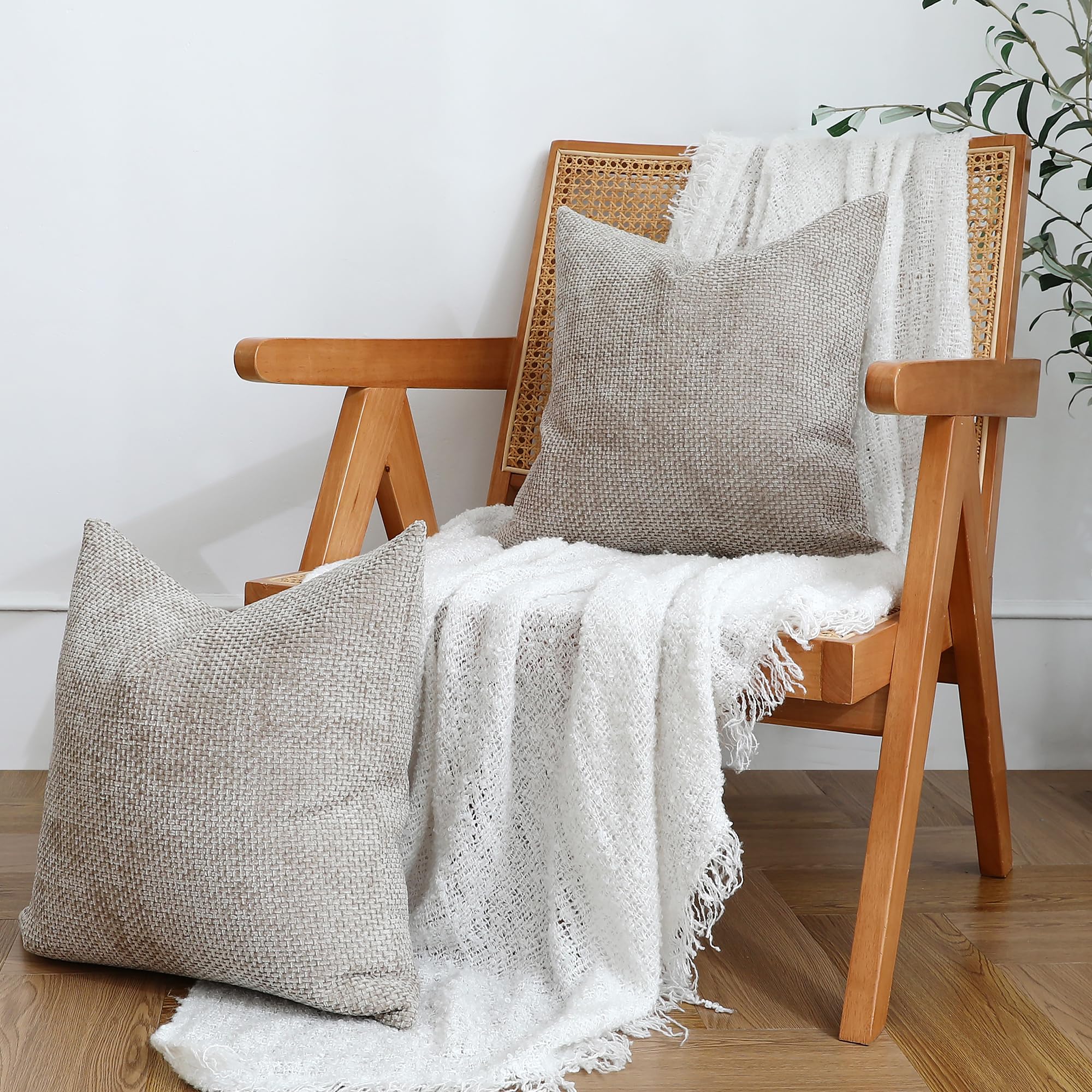 Stellhome Chenille-Kissenbezüge 2er Set – 30x50 Cm, Beige, Aus Weichem Polyester, Für Sofa, Bett & Couch