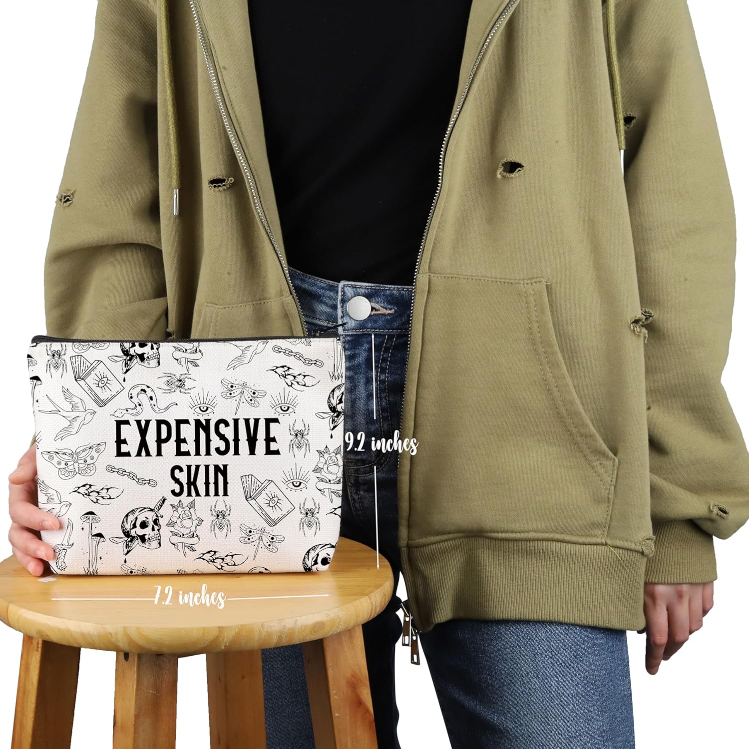 VAMSII Tattoo Artist Gift Expensive Skin Makeup Bag Tattoo Ink Lover Cosmetic Bag Tattoo Studio Owner Gift Tattoo Person Merch (Expensive Skin M) - Image 2