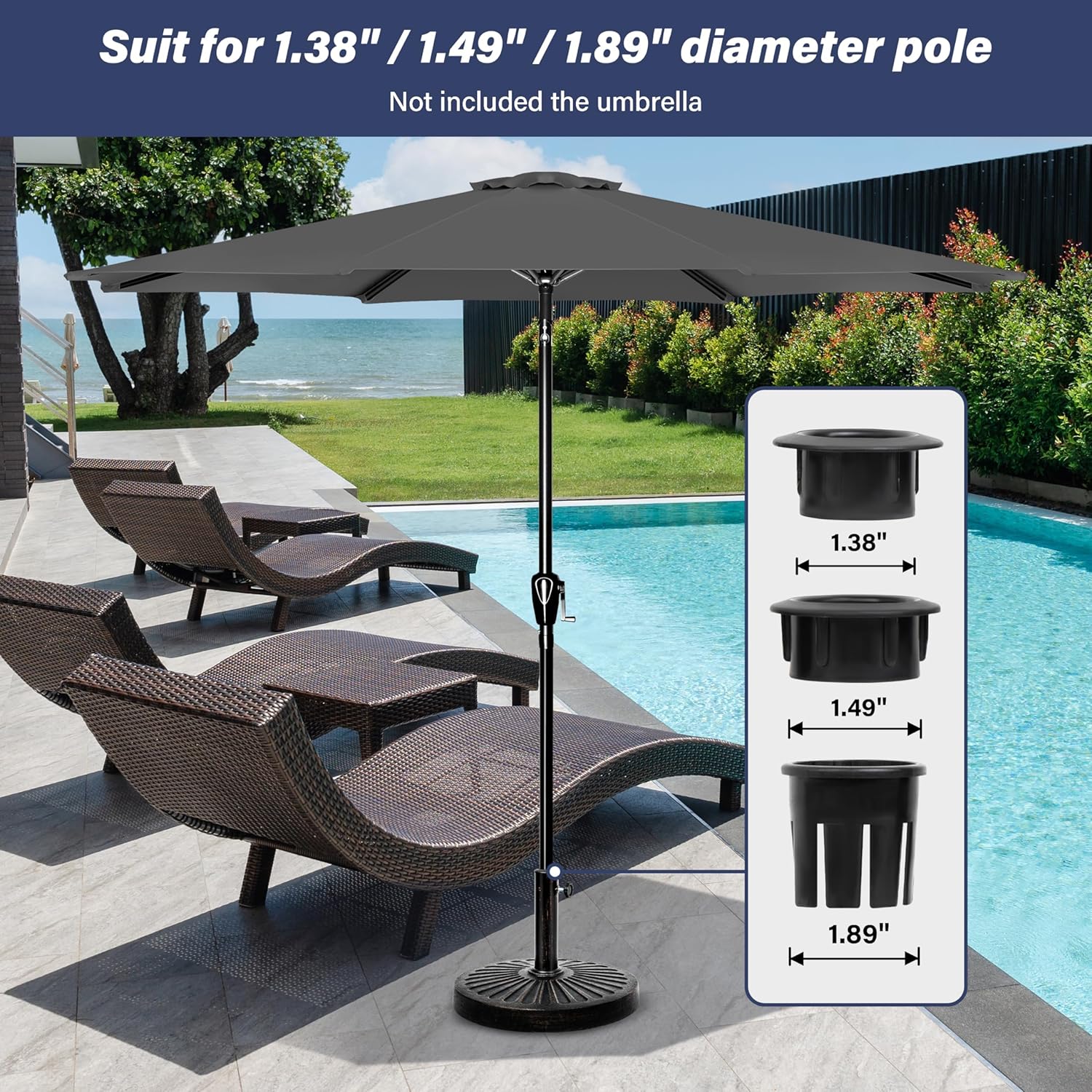 YSSOA 18.11" Outdoor Umbrella Base 30.66lbs Heavy Duty Antiqued Round Stand for Patio, Deck, Poolside, Bronze