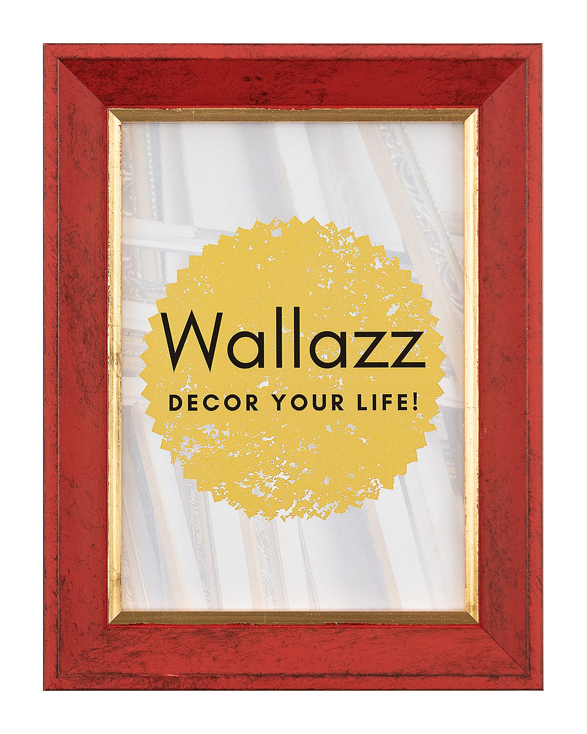 Wallazz Cornice Portafoto in Legno Pregiato - Made in Italy - Vetro Sintetico Infrangibile Crilex - Disponibile in Diverse Varianti - Design Italiano e Qualità Artigianale,30x40cm Rosso