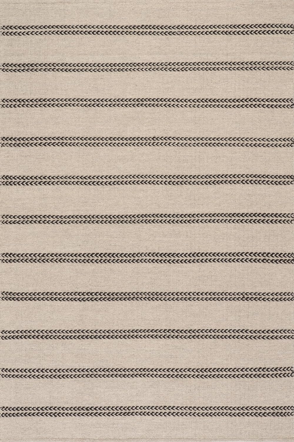 Rugs USA x Nate Berkus York Striped Wool Cozy Area Rug, 2' 6" x 8', Grey