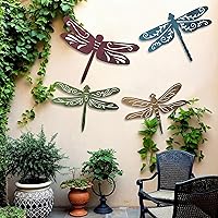 Vista 1 de Teling 4 piezas de arte de pared de colibrí de metal, libélula de metal, decoración de pared para casa de campo moderna, rústica, sala de estar