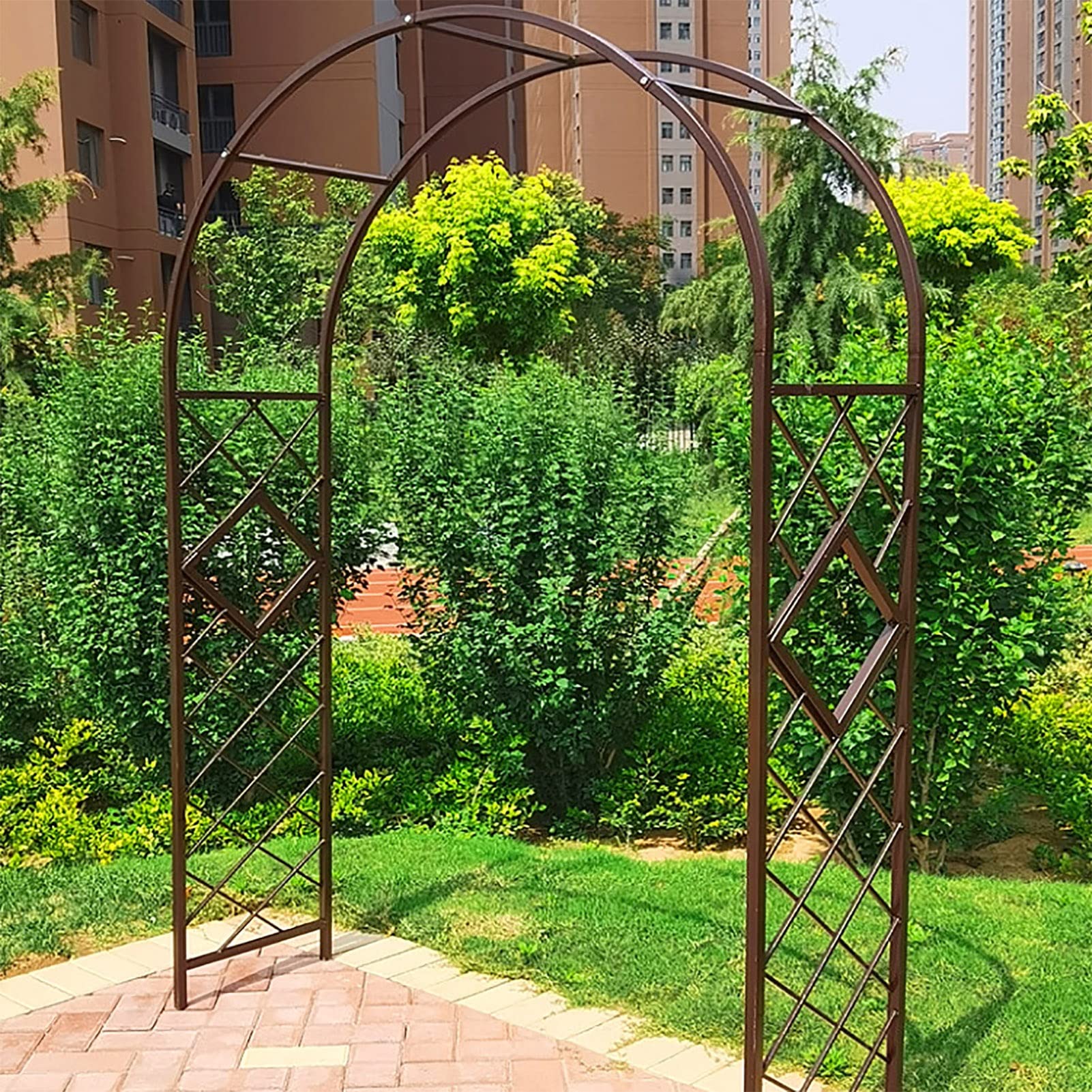 SDdPulse Arco da giardino in ferro battuto, per piante rampicanti, arco decorativo per giardino esterno, pergolato, per varie piante, viti, giardino, prato, facile da installare (bronzo, 140 cm)