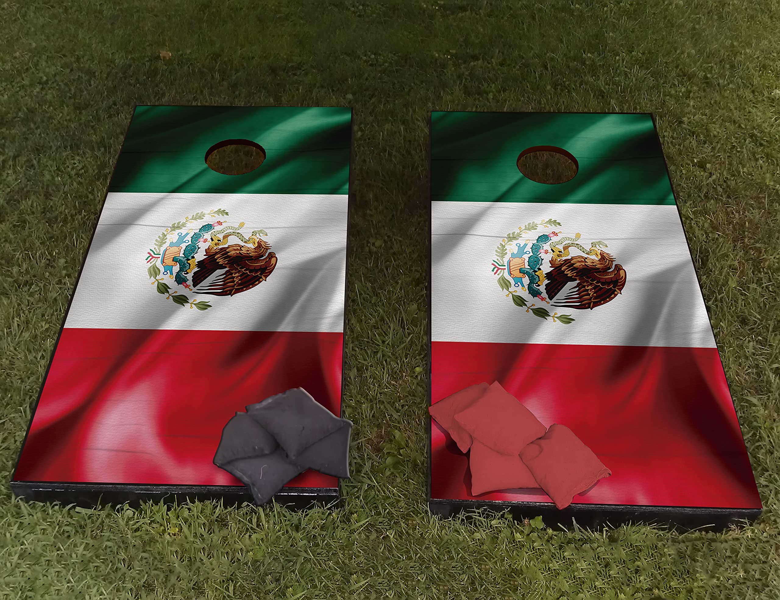 Mexican Flag Cornhole Board Wraps by AdesiivoStudio - Vibrant Tricolor Design with Lamination Options, Durable Vinyl Decals for Standard Boards