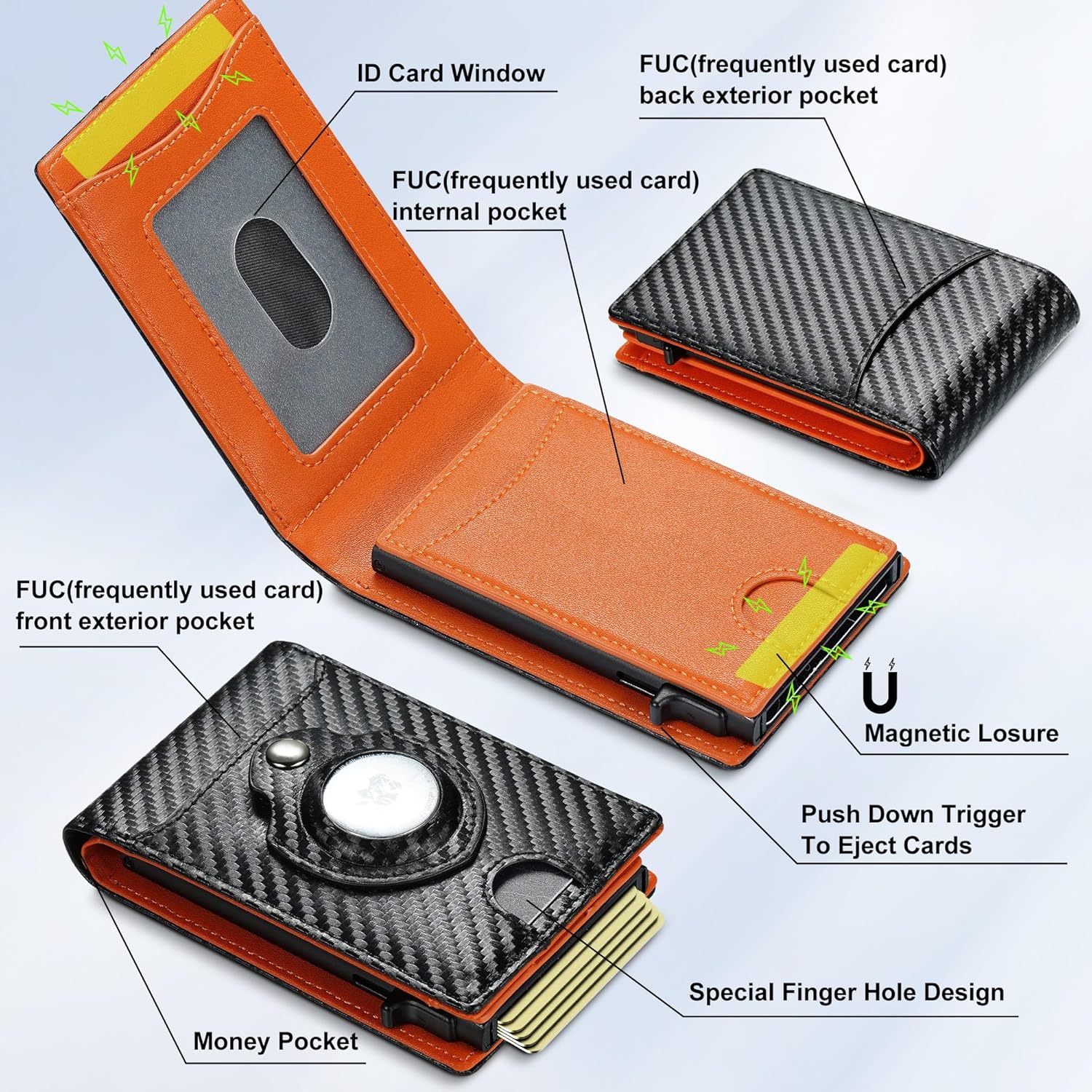 furid Airtag Wallet For Men - Smart Apple Air Tag Wallet with Airtag Holder, Rfid Pop Up Slim Minimalist Wallets,Gifts Boxed - Image 2