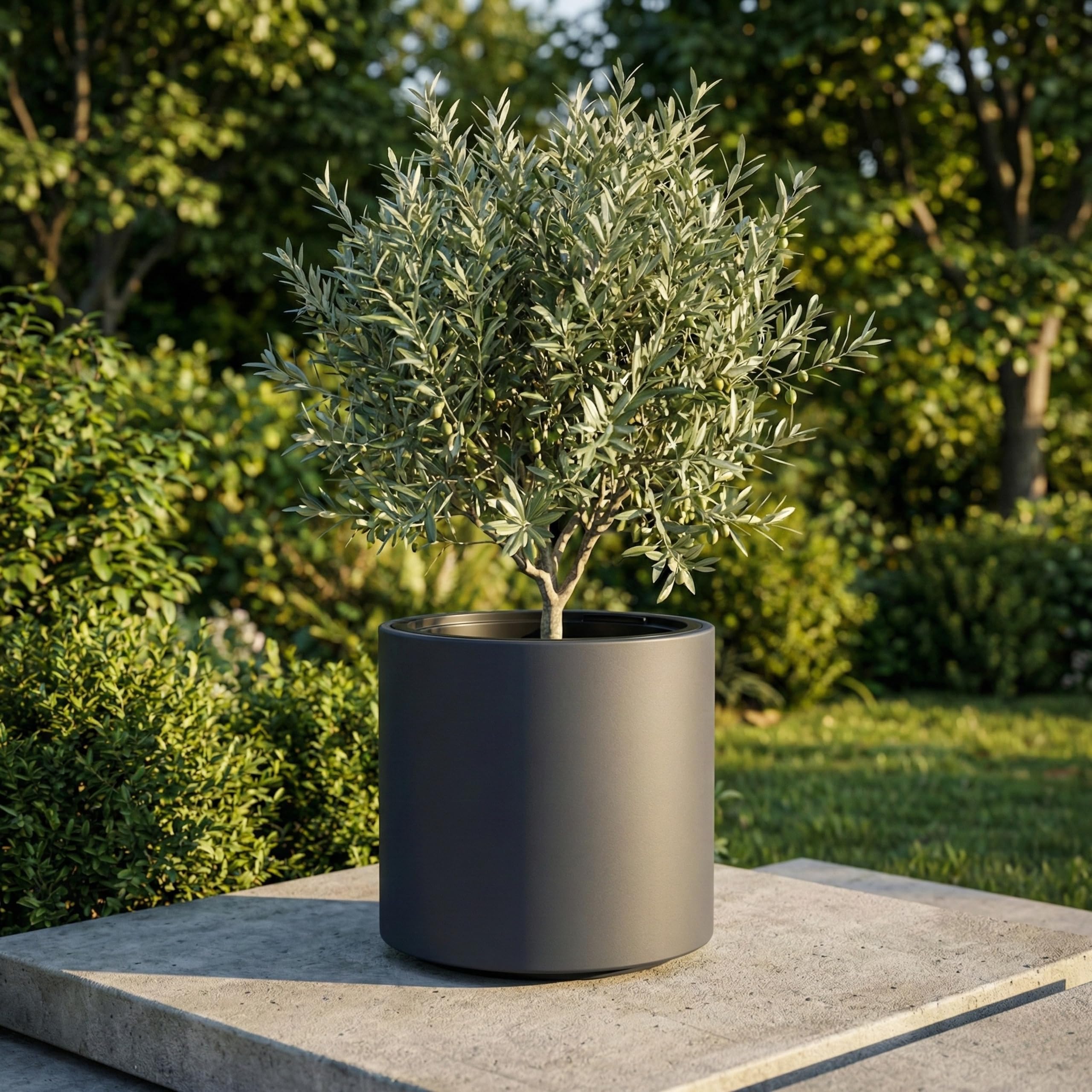 Pflanzkübel rund inkl. Einsatz – Moderner Blumentopf Übertopf aus Kunststoff matt – Frostbeständig & UV-sicher – Garten, Balkon & Innen – Anthrazit & Weiß – Größen L, XL, XXL