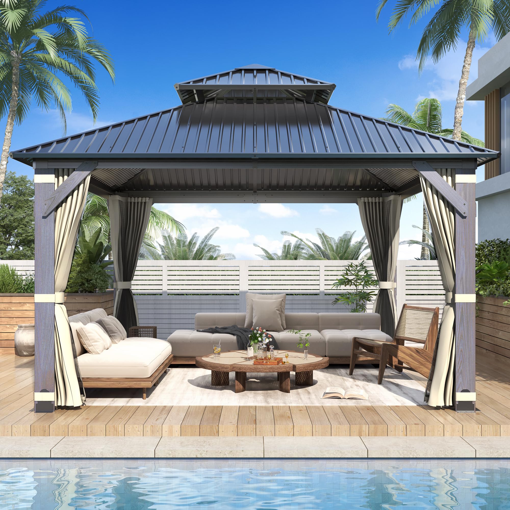 GARTOO 12x12 Wood Gazebo