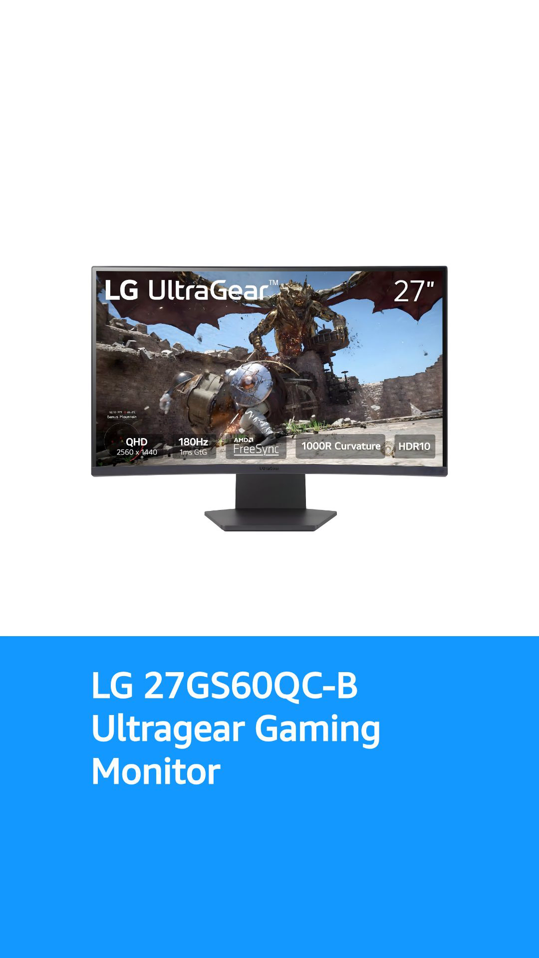 LG 27GS60QC-B Ultragear Curved Gaming Monitor 27-Inch QHD