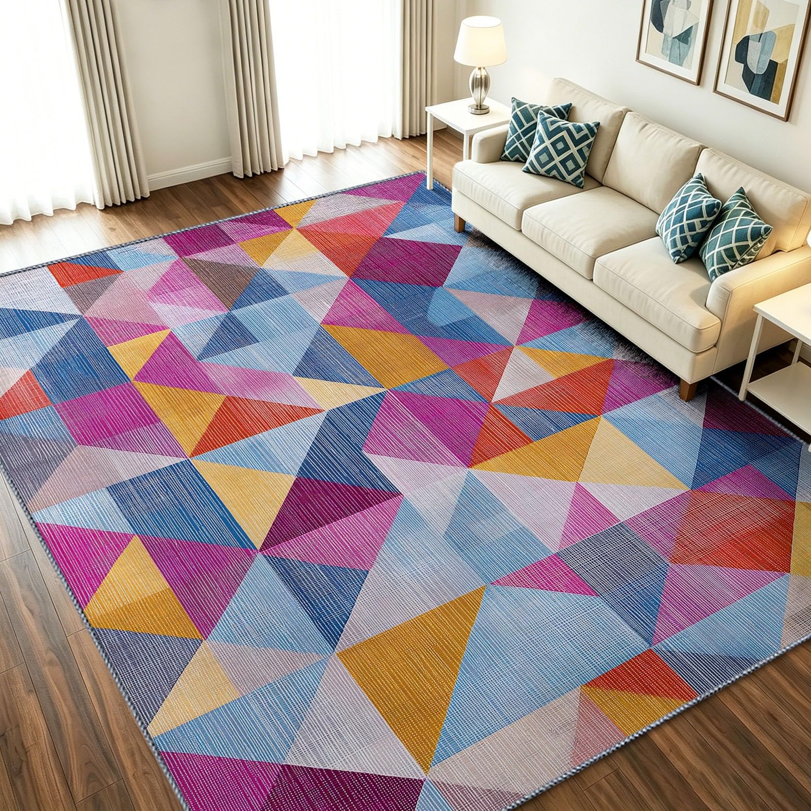 Alfombra de entrada 120 x 170 cm lavable moderna y geométrica para cocina o descenso de cama