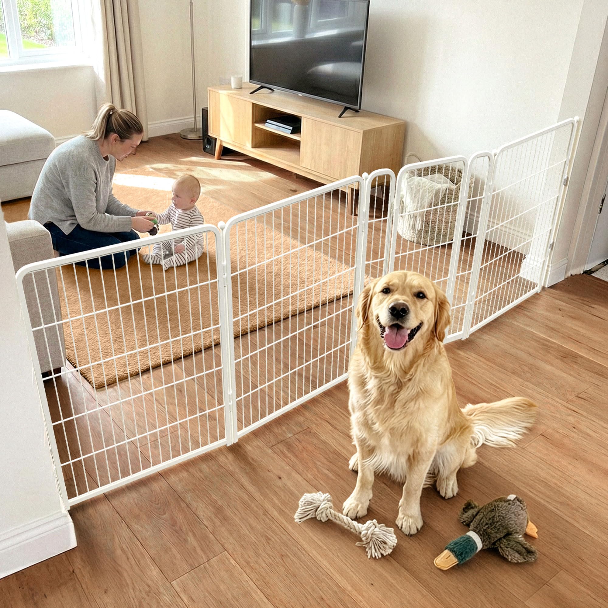 FXW Dog Gate, Extra Wide Adjustable for Openings Up to 111", 40" H