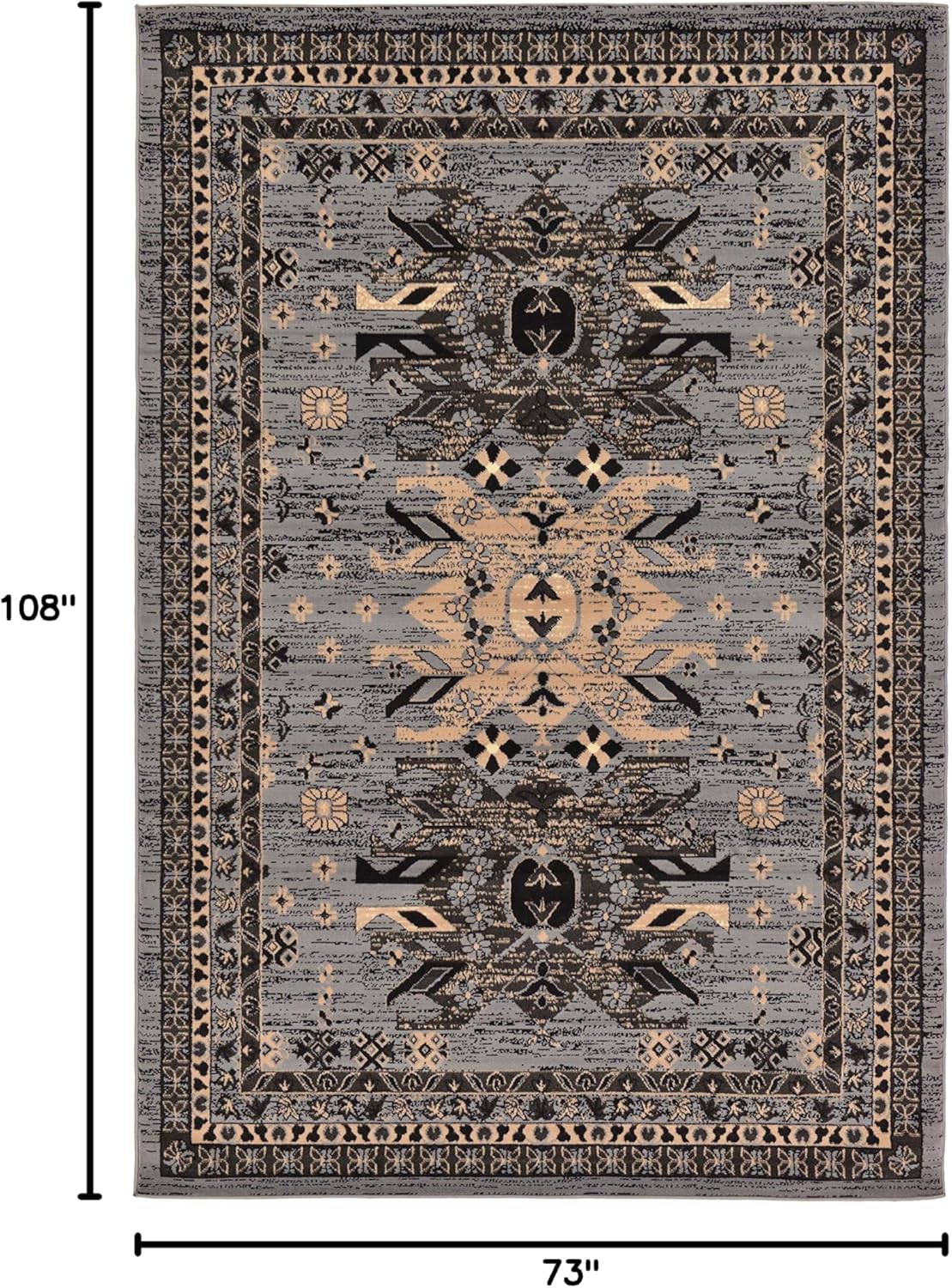 Contemporary Taftan Oasis 6' x 9' Gray Synthetic Area Rug