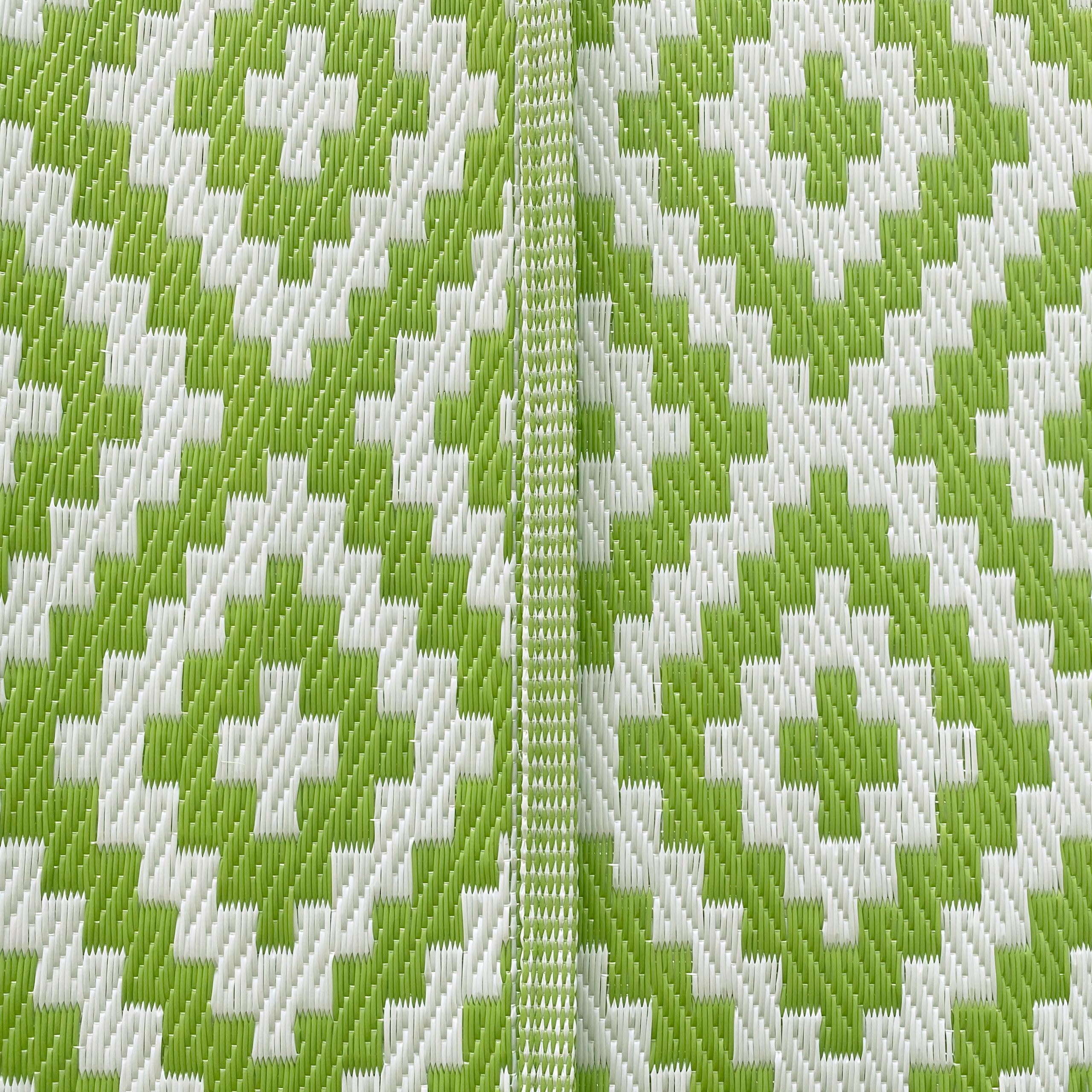 CARPETIA Tapis d'extérieur résistant aux intempéries, Plastique, Tapis d'auvent de Camping, Tapis de Jardin, Tapis de Balcon, Tapis Long, Motif en Losange, Vert Blanc 90 x 300 cm