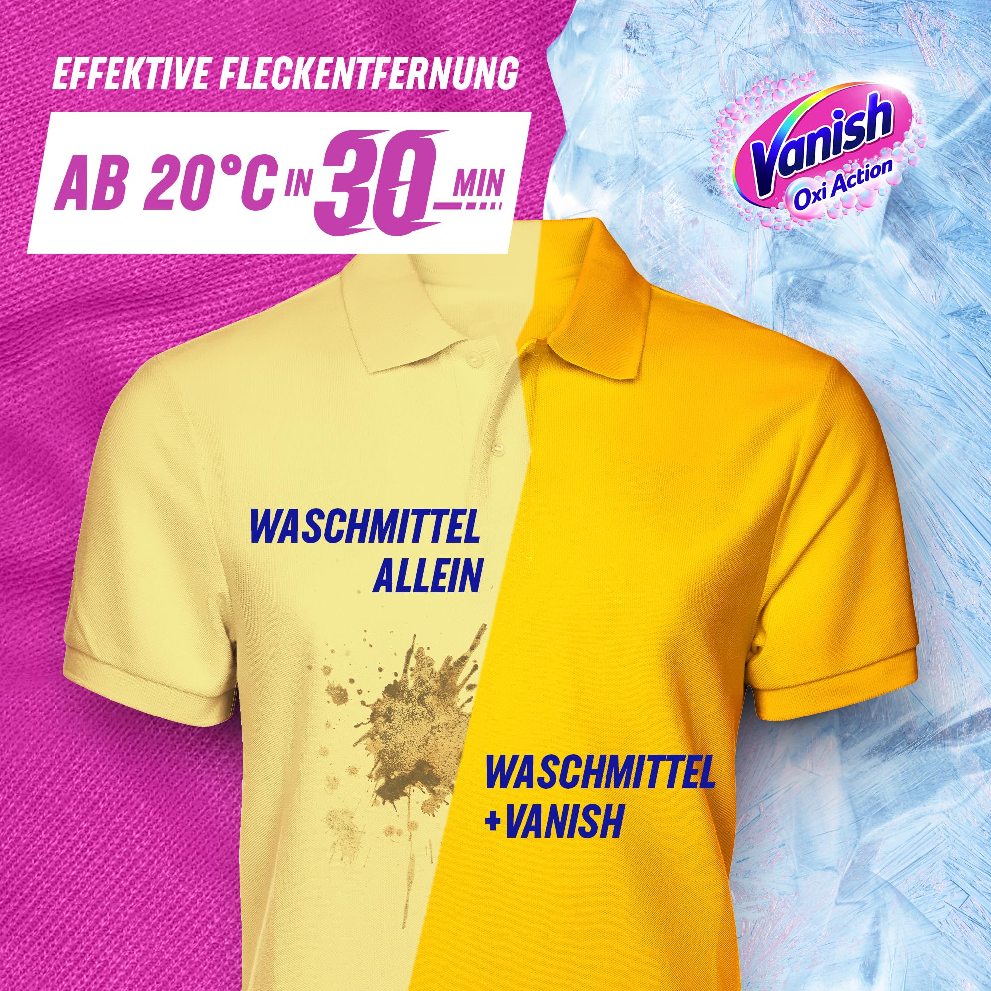 Vanish Oxi Action Pulver Pink – 1 x 1,65 kg – Fleckenentferner und Wäsche-Booster Pulver ohne Chlor – Für bunte Wäsche
