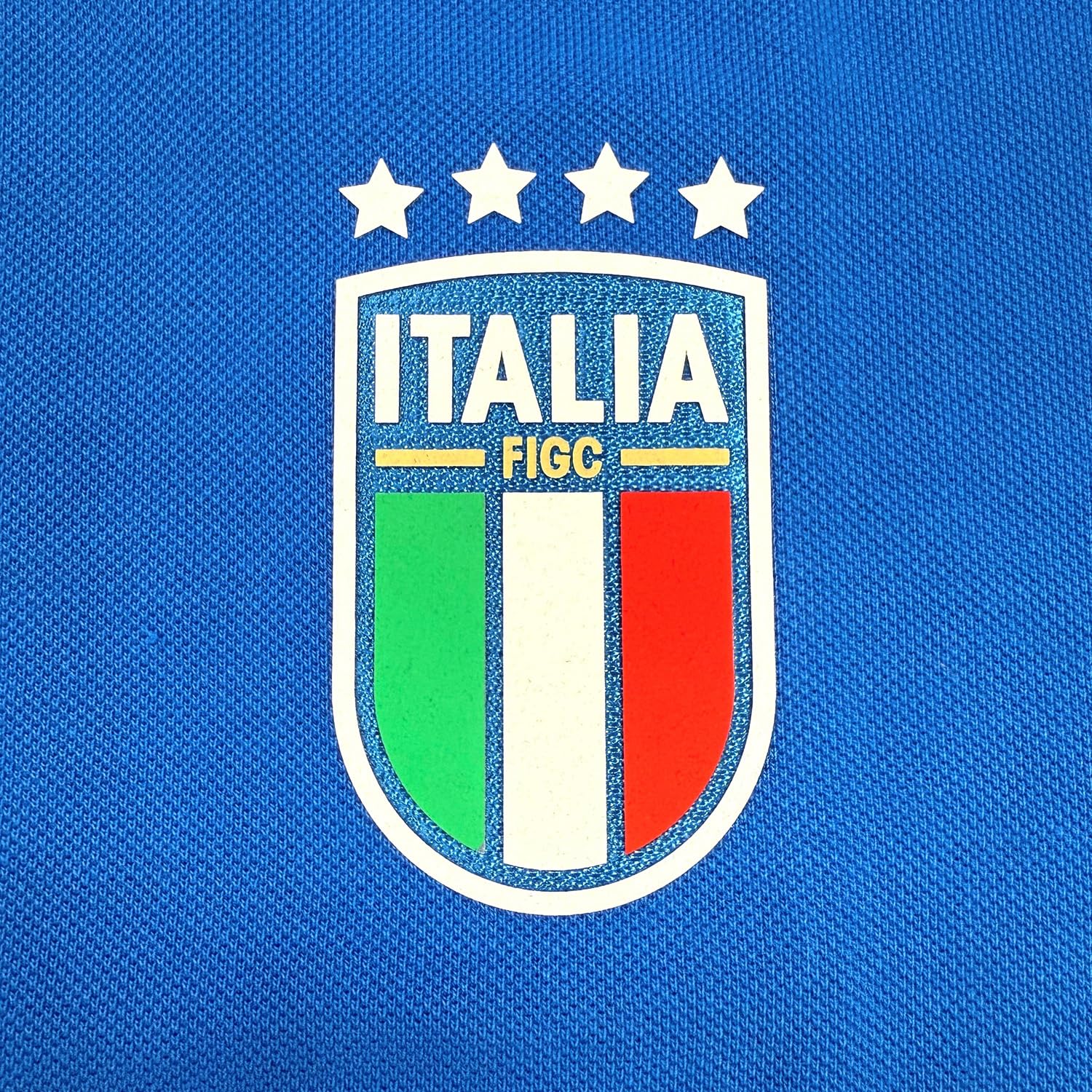 ITALIA FIGC Polo Homme Officiel - Maillot Bleu Coton avec Logo Tricolore - Manches Courtes
