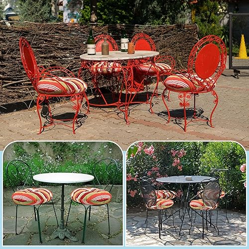 Miniatura 6 de Wesiti Juego de 4 cojines de asiento de patio al aire libre, 15 x 15 x 4 pulgadas, cojines redondos para sillas de muebles de patio, cojines