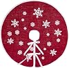 MACTING Christmas Red Tree Skirt, 48 Inch Large Countryside Burlap Tree Skirt with White Snowflakes Printed for Home Holiday Party New Year Xmas Decorations