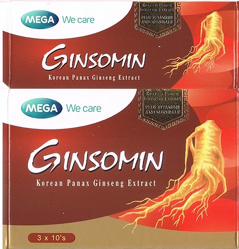 GINSOMIN Extracto de Panax Ginseng coreano más multivitamínico y minerales, 3 x 10 cápsulas (30 cápsulas)