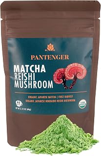 Pantenger Matcha Green Tea Powder and Reishi Mushroom. 2.12 OZ (60 grams). USDA ORGANIC. Japanese Reishi Mushroom with Japanese Matcha Tea.