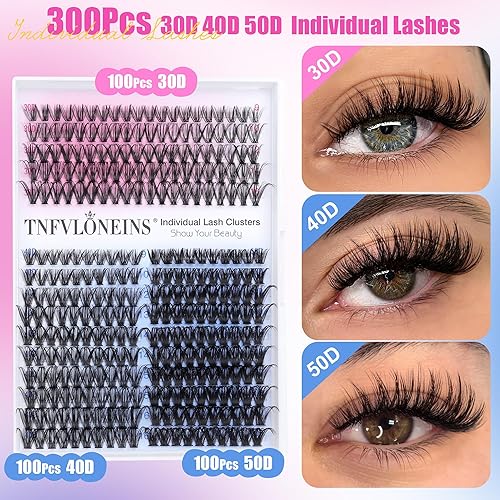 Miniatura 3 de TNFVLONEINS - Kit de extensión de pestañas individuales, 300 unidades, pestañas rizadas D, kit de extensiones de pestañas individuales de 0.315 a