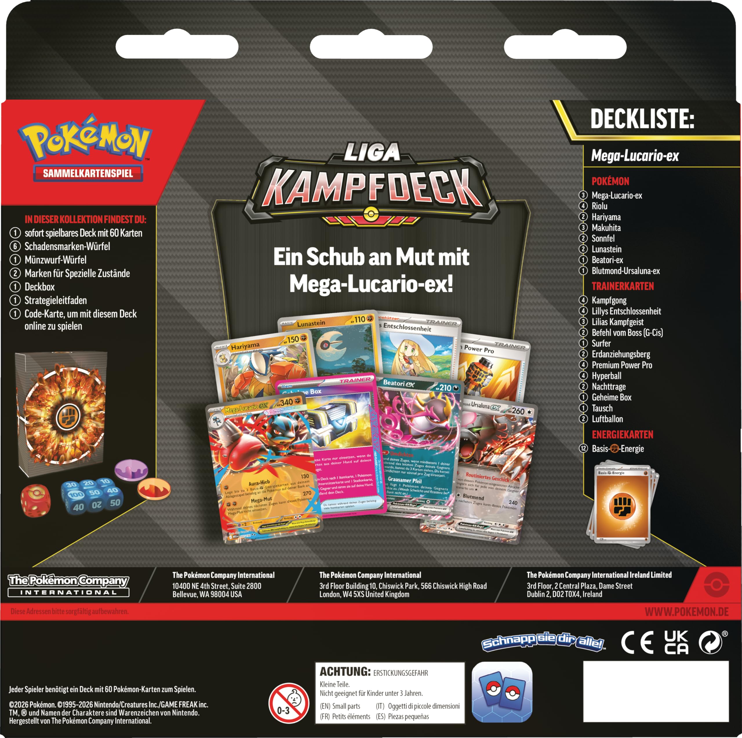 Pokémon-Sammelkartenspiel: Liga-Kampfdeck Mega-Lucario-ex (1 sofort spielbares 60-Karten-Deck mit Mega-Lucario-ex)