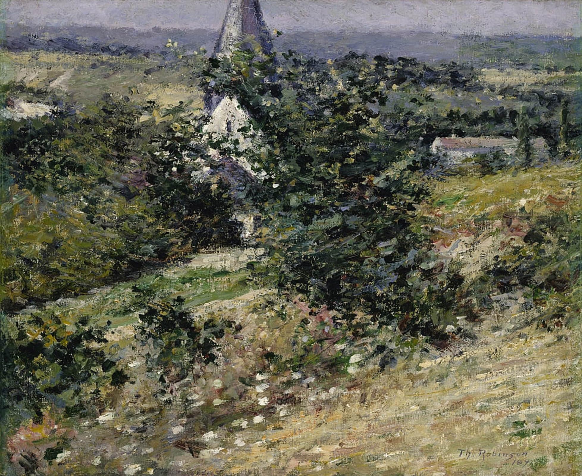 HRJUBWREE Vintage Poster Photo Wall Print Mural Artwork Old Church At Giverny by Theodore Robinson Art Prints Painting for Home Decor 60x90cm