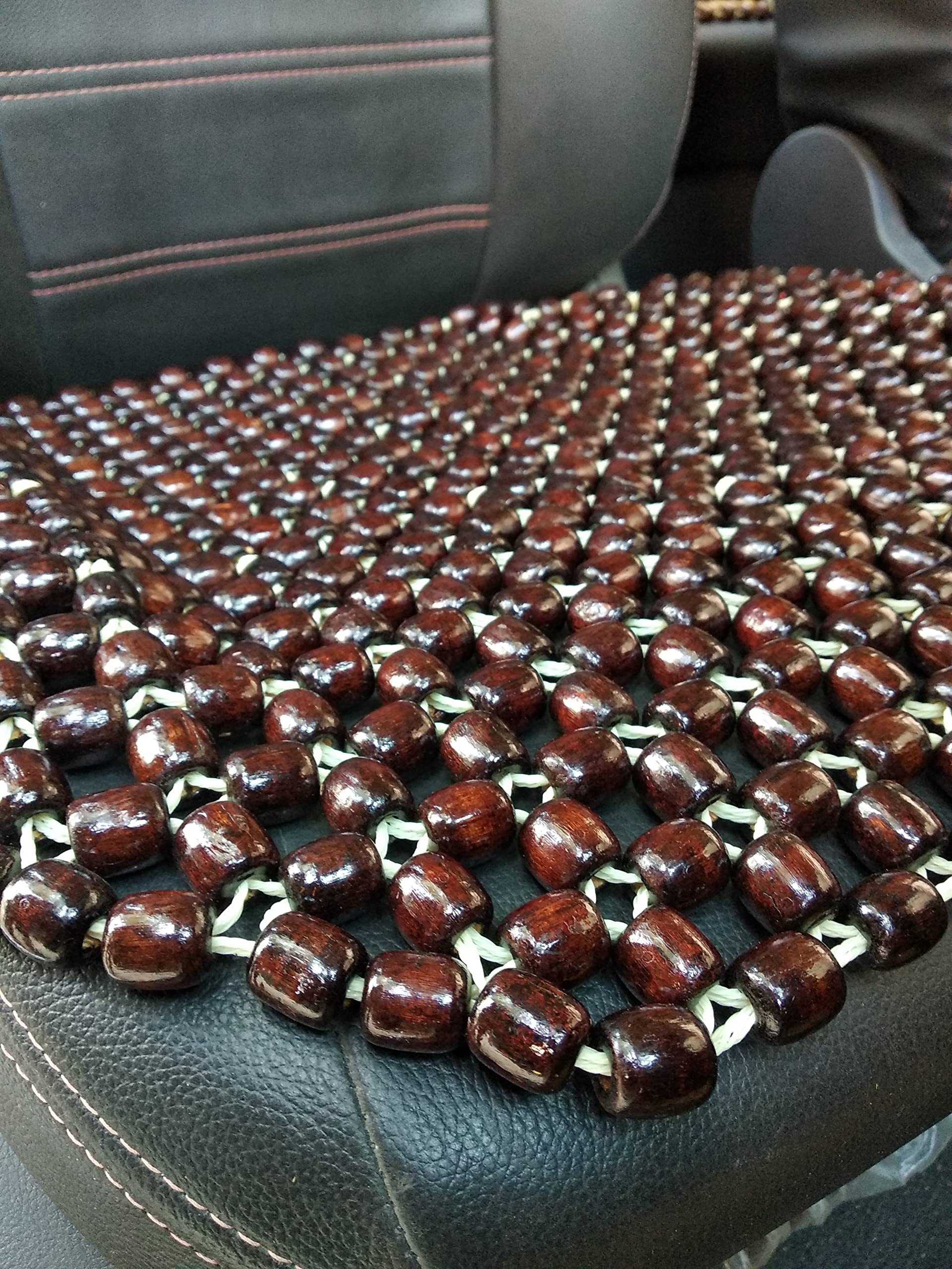 Q1 Beads MCoffee Wooden Beads Acupressure mat car Bead seat Cover Cushion for car & SUVs (Universal Fit,Any Brand Car/SUVs) - Image 3 thumbnail