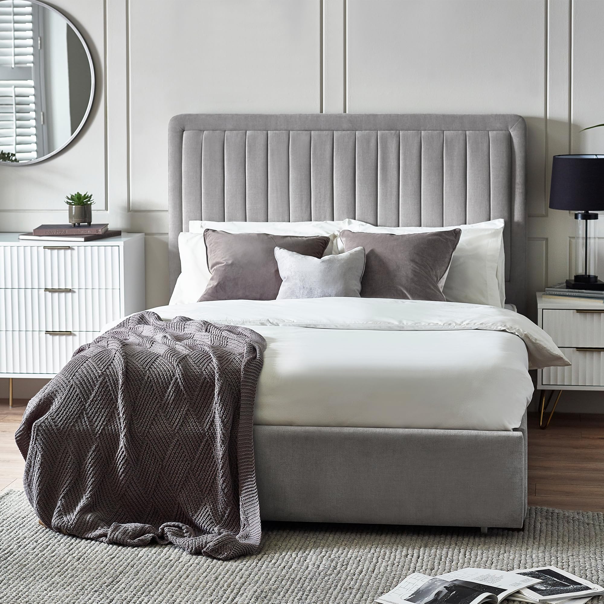 Julian Bowen Savannah Double Grey Velvet Bed Frame - Large