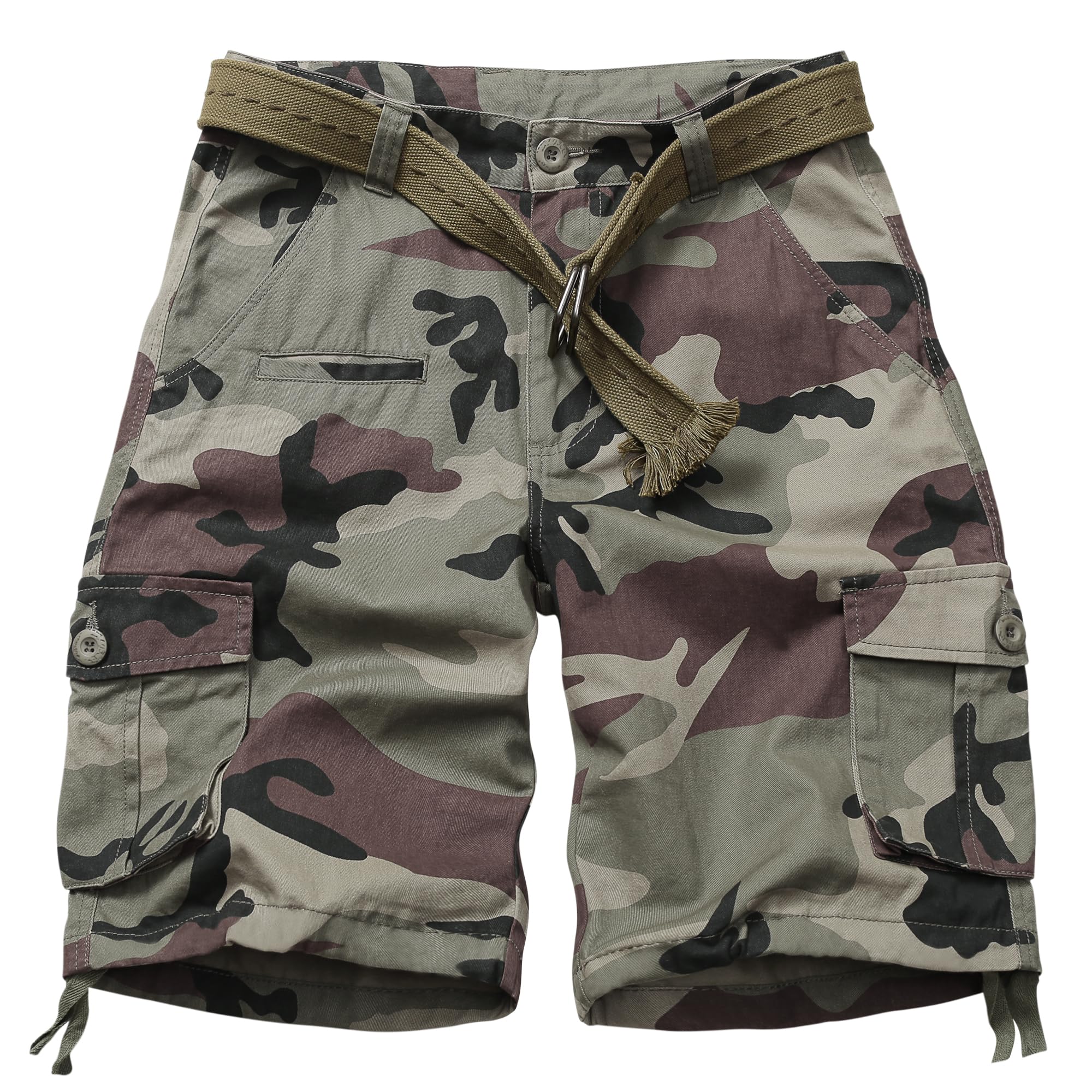 AKCARGO Cargo Shorts for Men Classic Relaxed Fit Work Shorts Casual Camo Cotton Shorts with Drawstring 7 Pockets No Belt