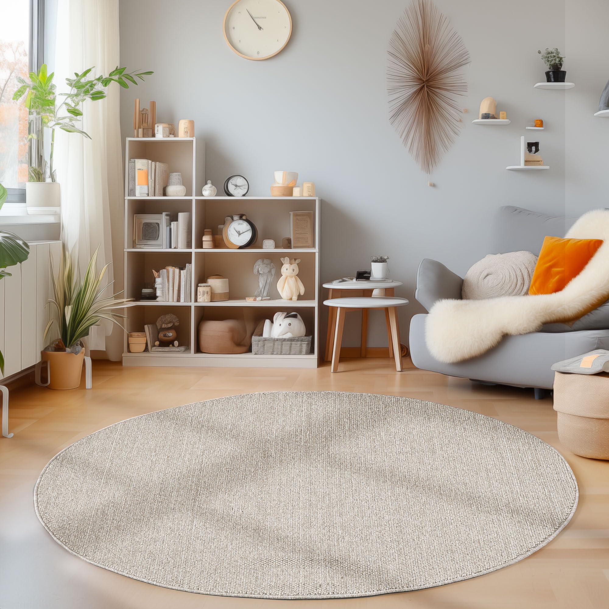 Homebyhome Moderner Wohnzimmer-Teppich Robuster, Einfarbiger Schlingenteppich mit Melierter Struktur Dekorativer Cut-Loop Teppich für EIN Stilvolles Ambiente