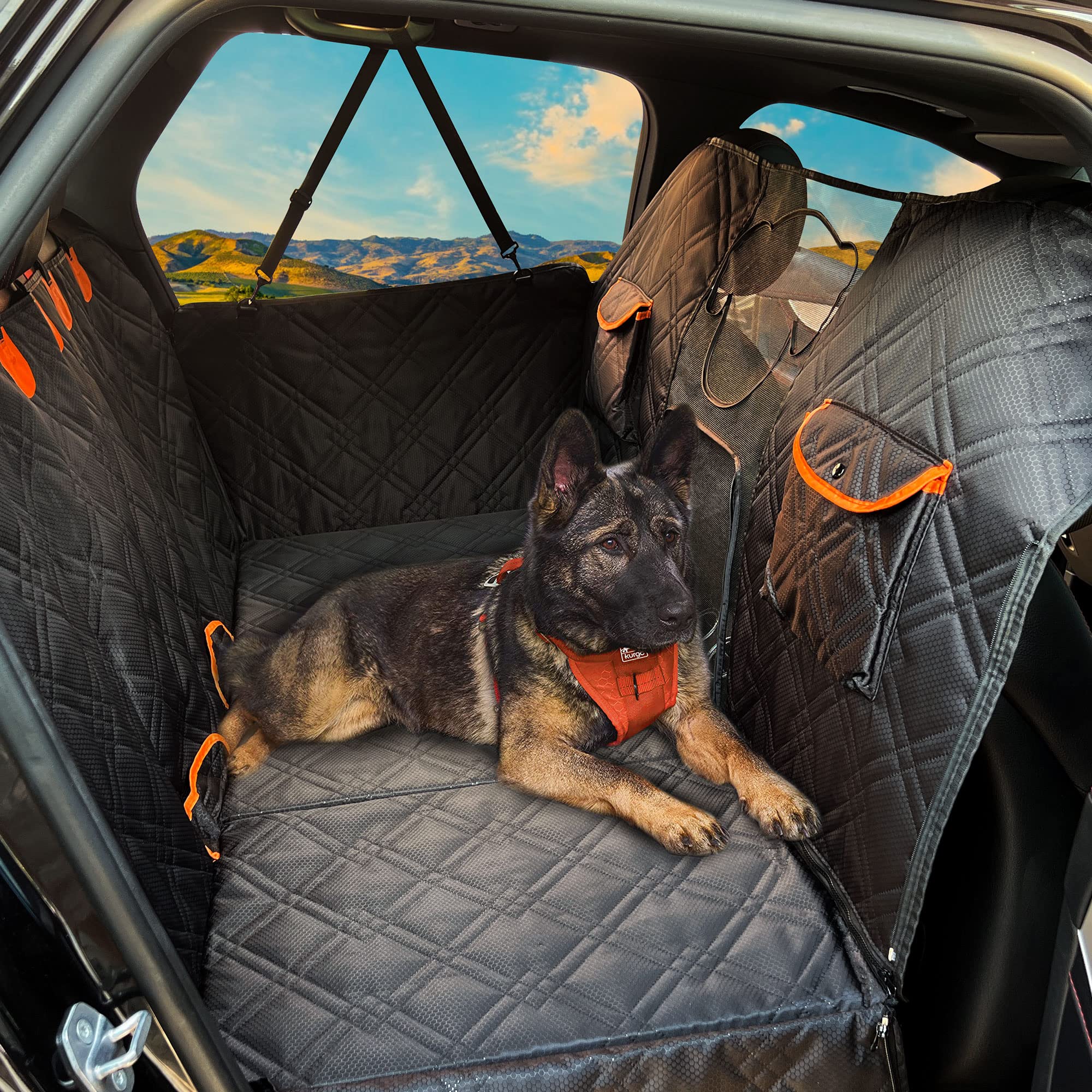Photo 1 of Dog Seat Cover for Back Seat, Back Seat Extender for Dogs, BLACK