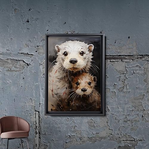 Miniatura 2 de Fox Mother Cub Print, In The Style Of Stencil,Based, Ivory, Kids Wall Art, Kids Wall Art Display, Mom And Baby Animal Art Print, Canvas Prints, Art