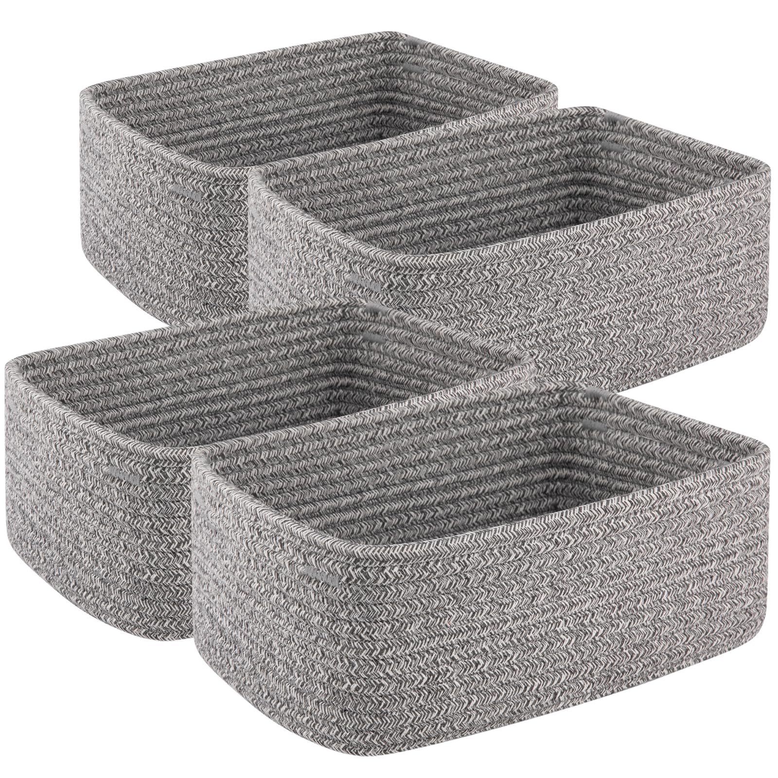 OIASKET 4 Pack Small Storage Shelf Baskets for Organizing, Mini Woven Rope Storage Bins for Towels, Cute Decorative Closet Organizer，Baby Nursery,