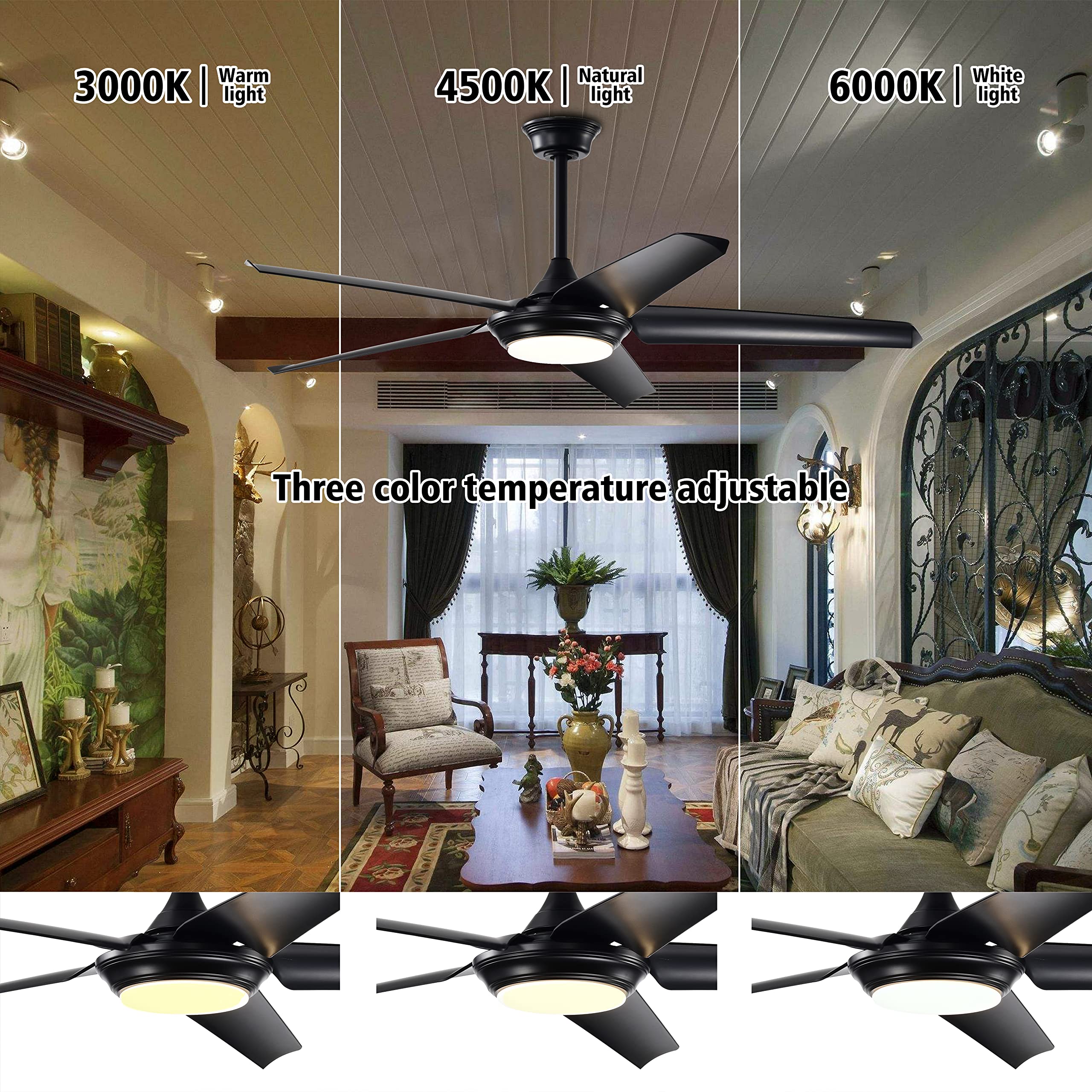 Duckbeer 56-inch Remote Control Ceiling Fan With Light Low-profile 5-blade Indoor Ceiling Fan Reverse DC Silent Motor (matte Black)　並行輸入品 : Lucky Duck Motorized Decoy Controls, Lucky HD Remote
