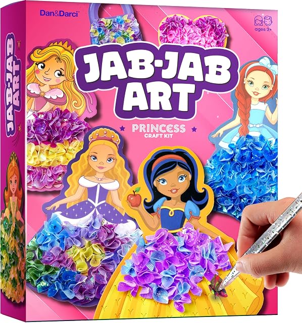 Dan & Darci Jab Art Jab - Kit Princesse Magique - Cadeaux pour 5 Année Filles - Arts et métiers d'art pour les enfants 4-8 ans, 4-6 ans - Artisanat libre de mess, idées cadeaux d'anniversaire