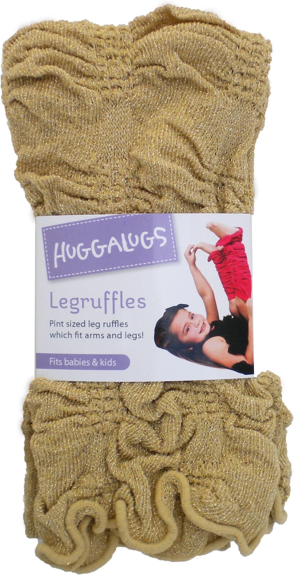 Huggalugs Girls Gold Sparkle Legruffle Leg Warmers