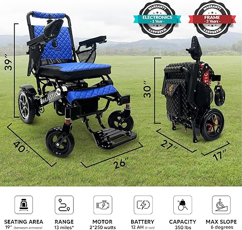 Miniatura 5 de Majestic - Sillas de ruedas eléctricas para adultos, capacidad de 350 libras, alcance de hasta 13 millas, con base en EE. UU., silla de ruedas