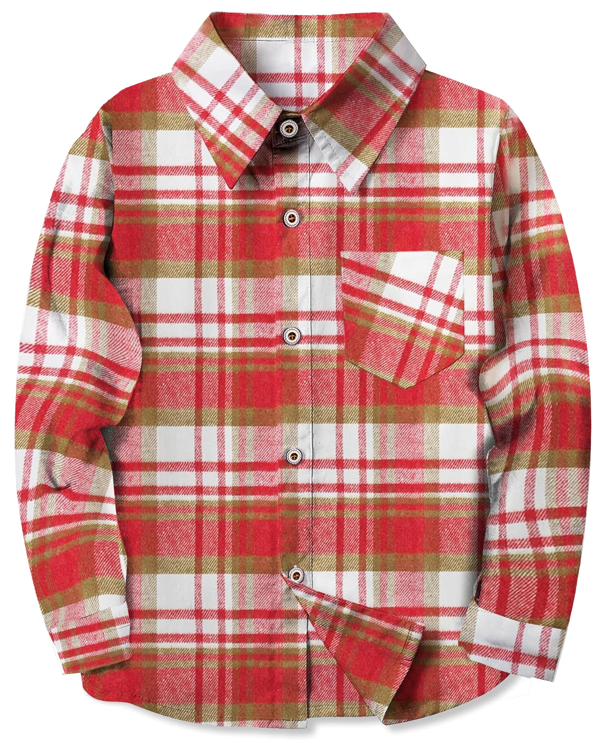 SELINK Girls Long Sleeve Flannel Buffalo Plaid Button Down Shirt