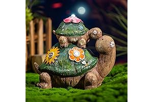 TERESA'S COLLECTIONS Garden Turtle Statues with Warm Solar Lights
