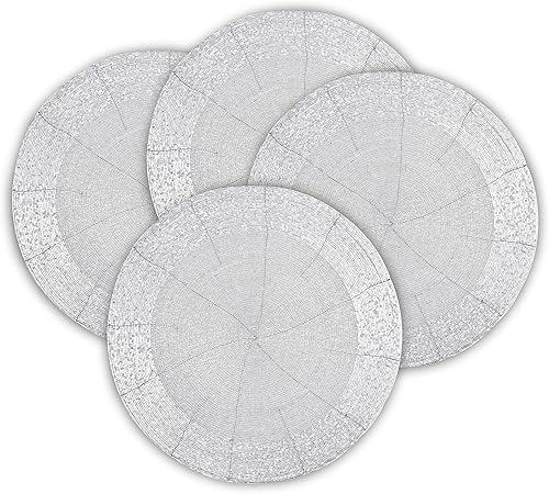 Light & Pro Manteles individuales con cuentas para mesa de comedor, rústico de granja hechos a mano, con purpurina, cargador para Navidad, Pascua,