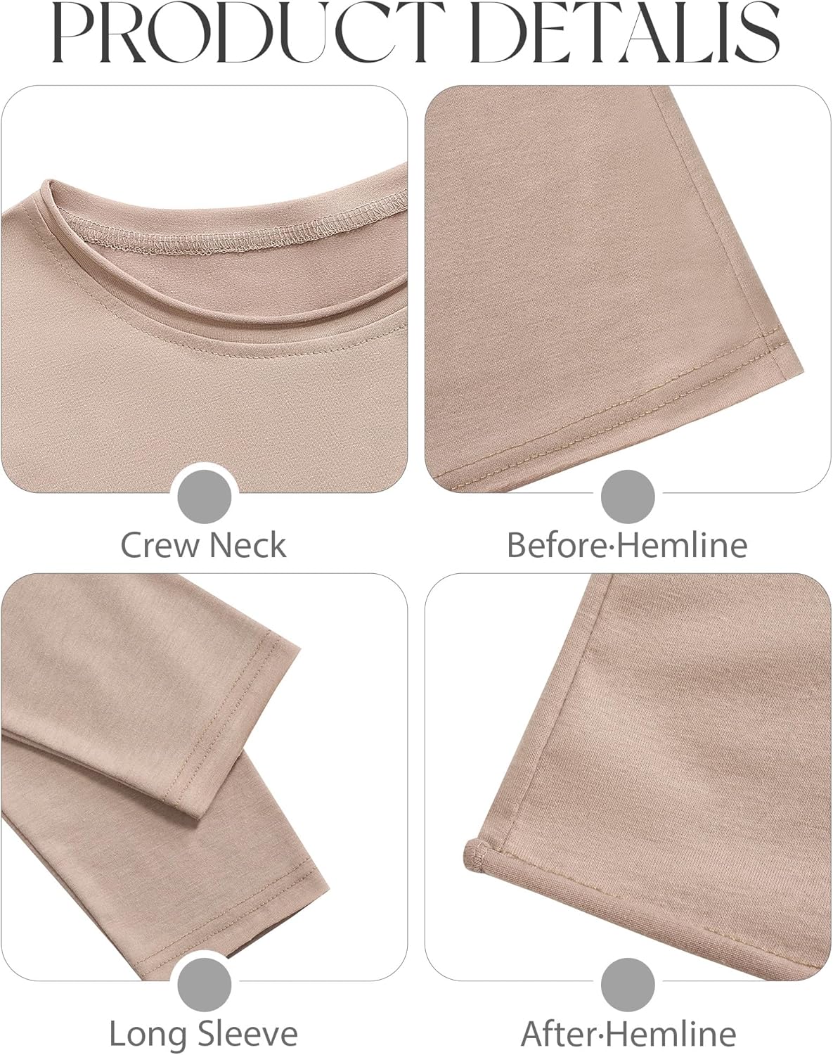 3 Pack Women's Cotton Long Sleeve Shirts, Crew Neck Casual Fitted Tops Rolled Hem Slim Layer Basic Tees Blouses - Image 5