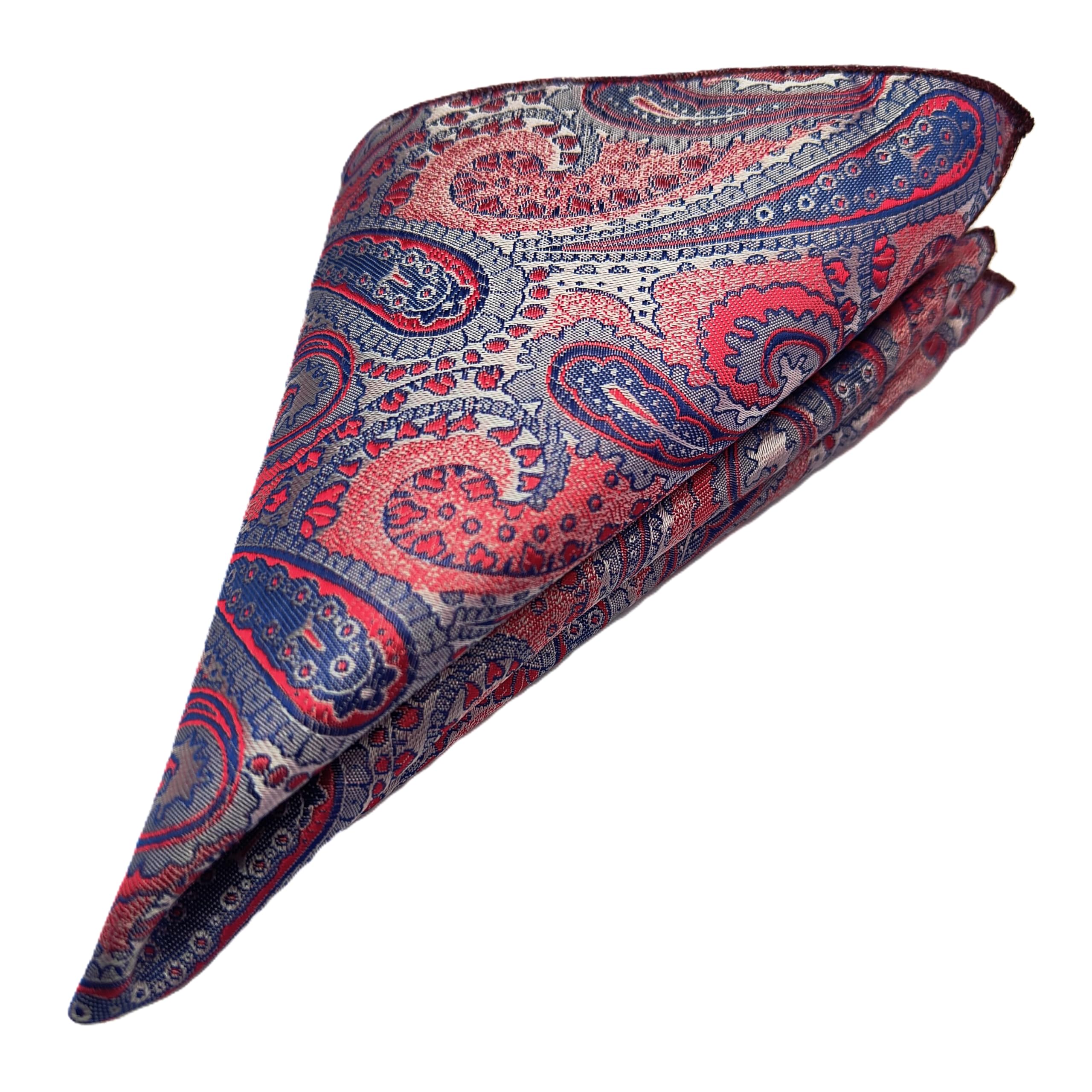 France - Premium Pocket Square Men Satin Wedding Handkerchief Multicolor Free Size (Pink with Blue)-image-45