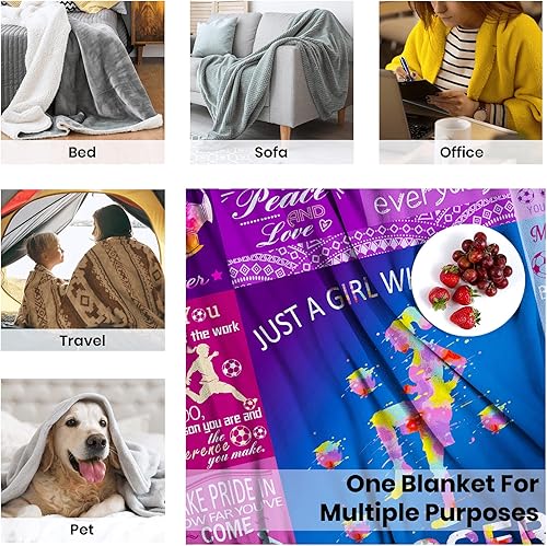 Miniatura 5 de Manta de fútbol, regalos para niñas y mujeres, manta de franela ultra suave, para amantes del fútbol, regalos para adultos y niños, 60 x 50 pulgadas