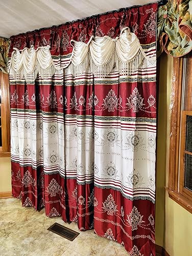 GOHD Harmony Horizon. Panel de cortina jacquard con cenefa de lujo adjunta. Juego de 2 piezas. Cada pieza de 54 pulgadas de ancho x 90 pulgadas de