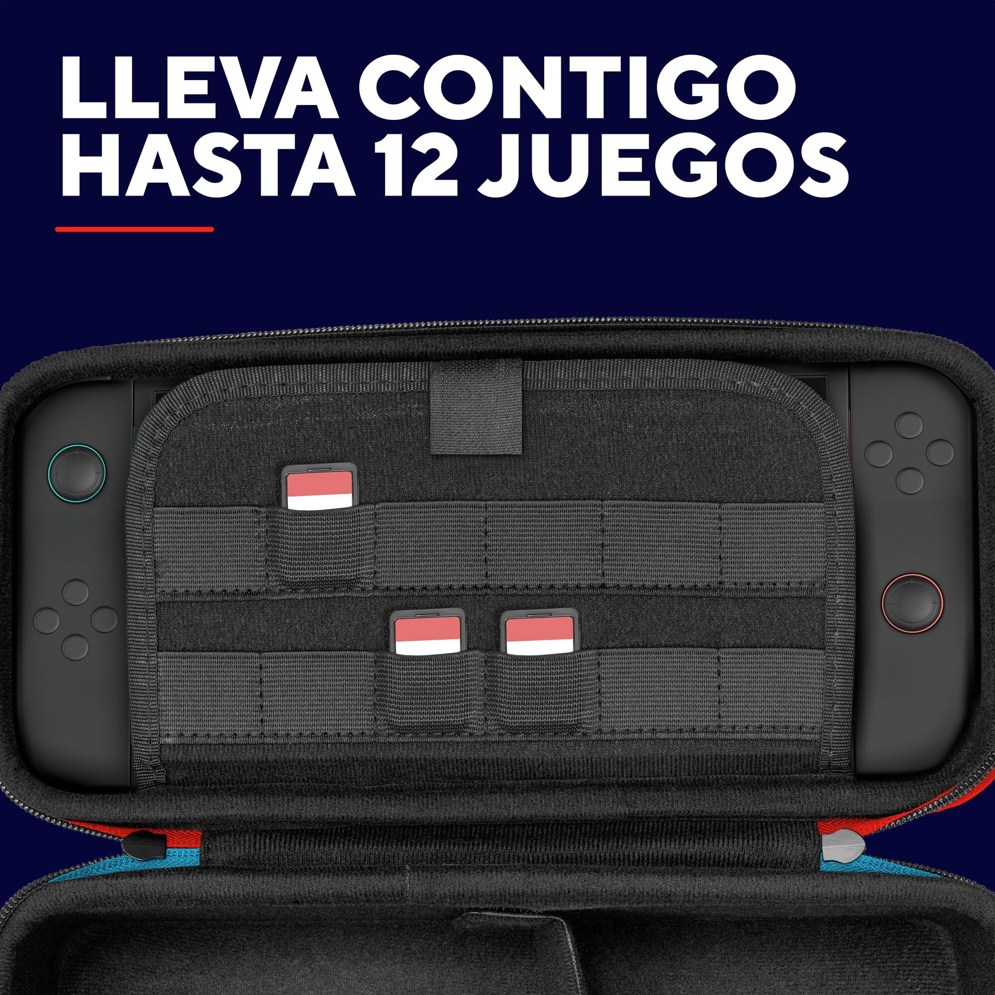 GXTrust 1252 XL Funda para Nintendo Switch 2, Carcasa Estuche Rigido de Transporte para Consola y Accesorios, Funda Protectora Dura, Bolsillo para 4 Joy-Cons y 12 Cartuchos de Juego, Negro - 4
