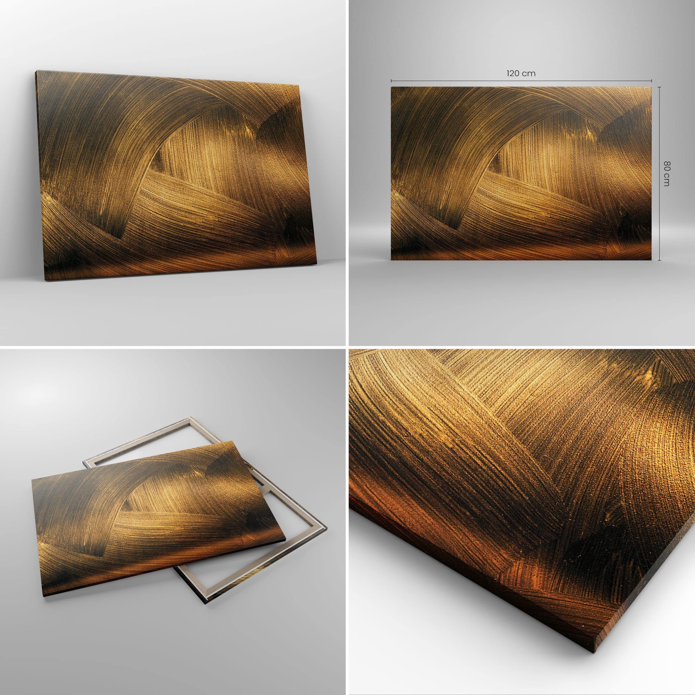 ARTTOR Bilder auf Leinwand 120x80cm Wandbild Abstrakt - 4477 | Gold Textur Abstraktion Groß XXL Wanddekoration Wohnzimmer Schlafzimmer Wanddeko Wand Kunstdruck Wandkunst Wall Decor ARTTOR