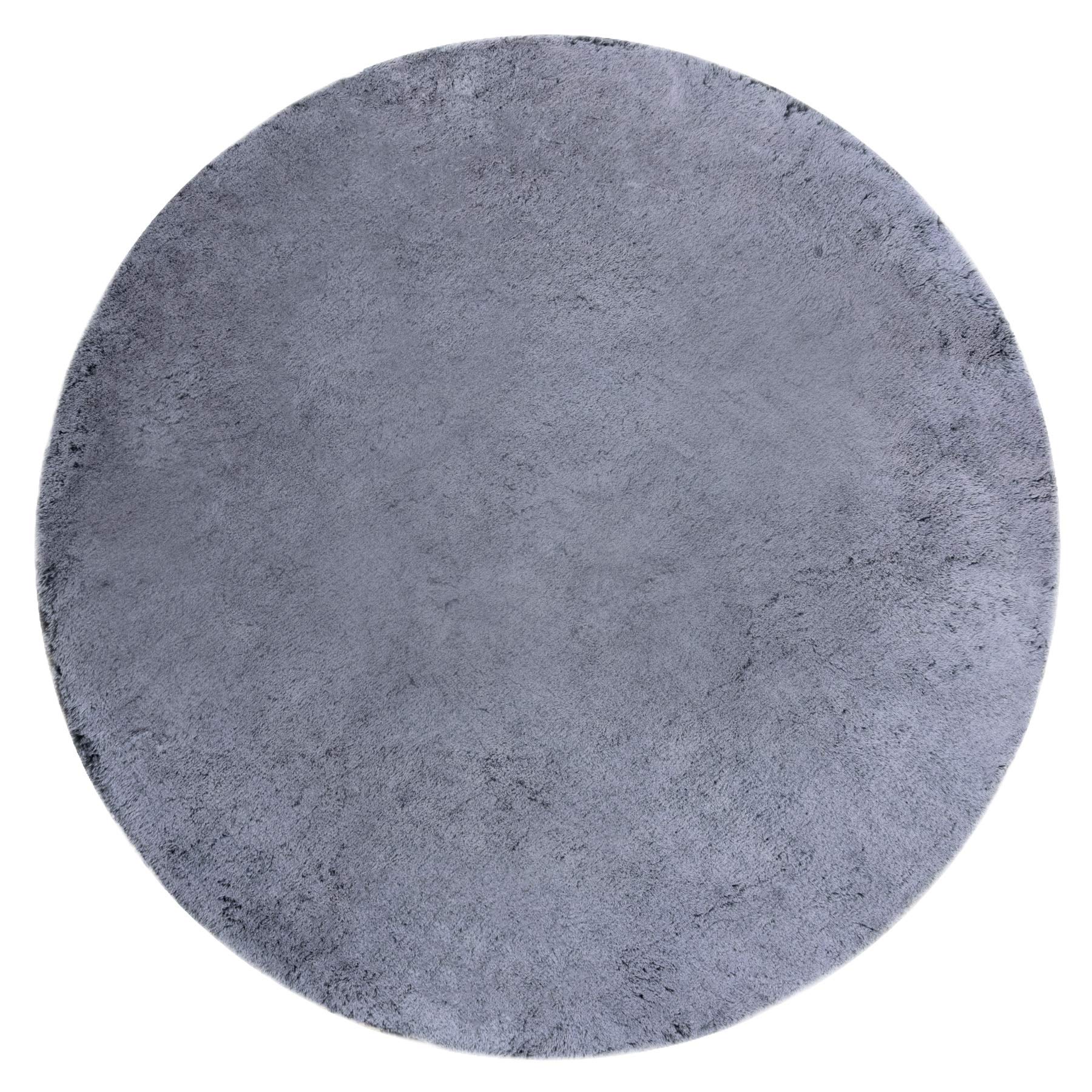 rugsx Tapis Lavable Lapin Shaggy pour la Chambre d'enfants, Le Salon, la Chambre à Coucher, très épais, antidérapant, Noir/Ivoire Cercle 80 cm