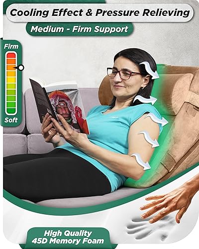 Miniatura 7 de Lunix LX6 3pcs Wedge Pillow Set – Bundle of 2 (Brown & Navy) – Adjustable Memory Foam Support for Back, Legs & Recovery – Bundle and Save 10%