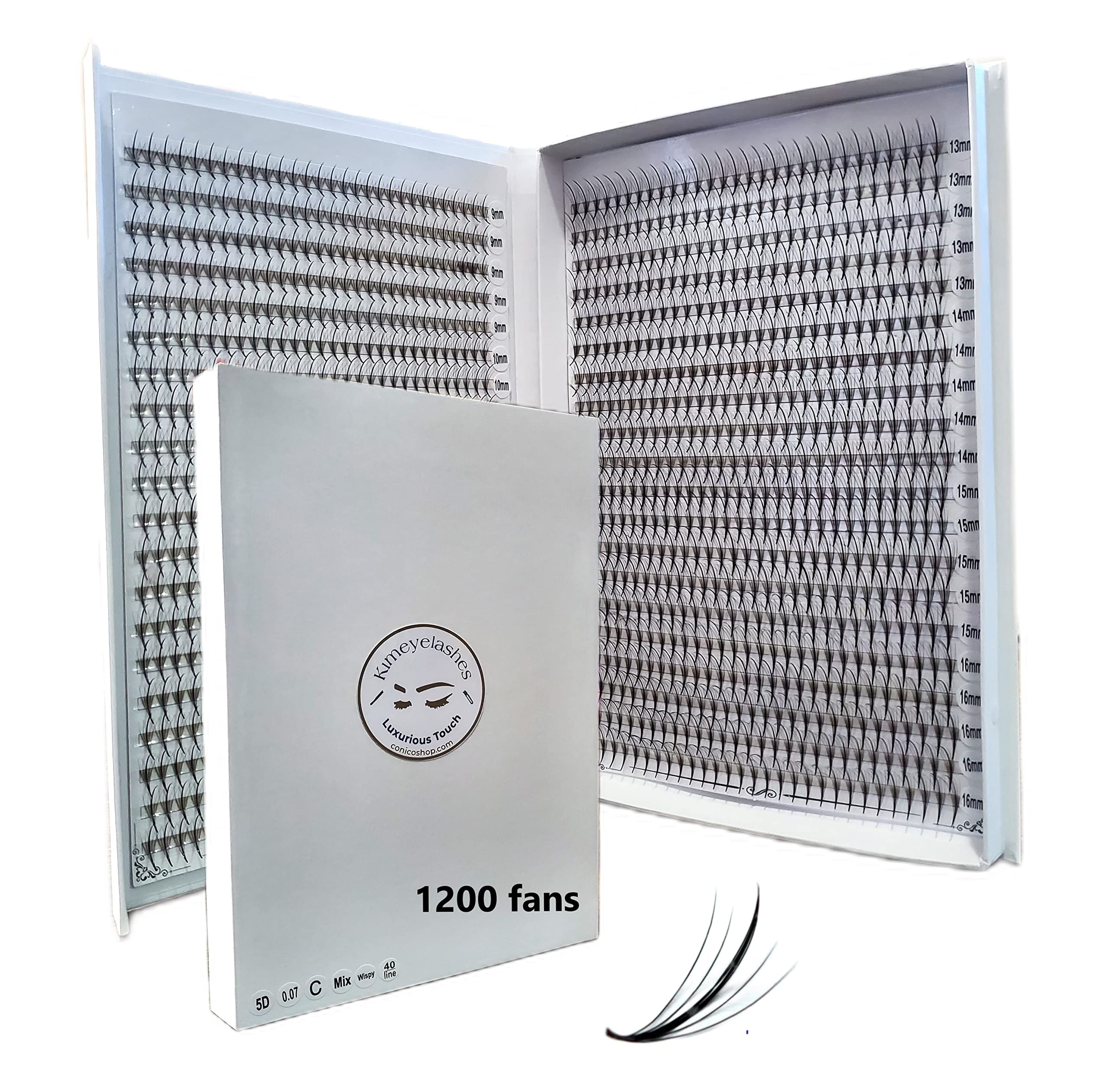 1200 Wispy Premade fans 5D 0.07 Mixed Lengths 9-16mm 1000 fans 7D 0.05 Volume loose Lashes C D Curl Handmade Fan eyelash extensions Kimeyelashes promade fan (Curl C, 5D - 0.07 - Wispy 1200f)