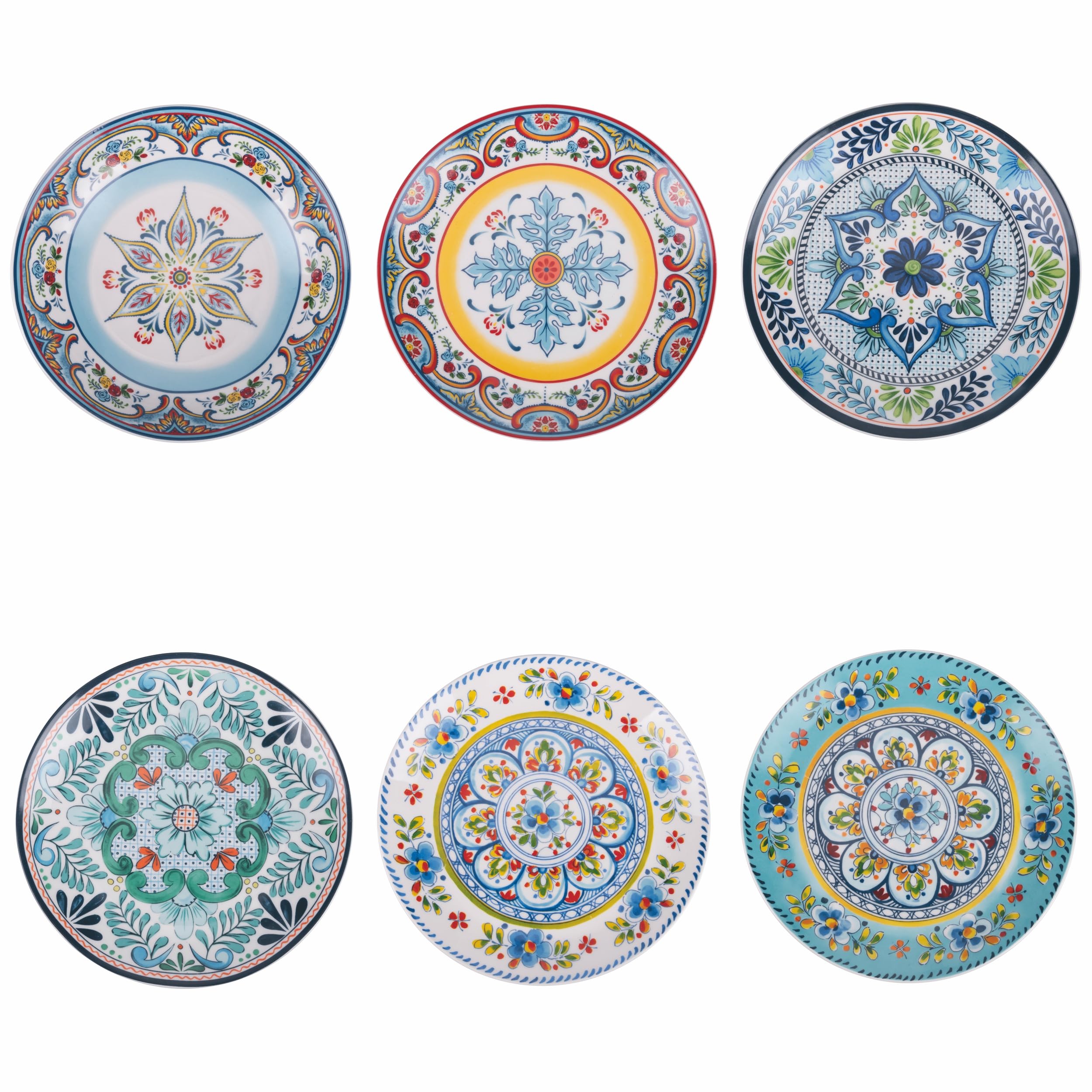 Set of 6 Porcelain Fruit Plate with Floral Design, Andalusia