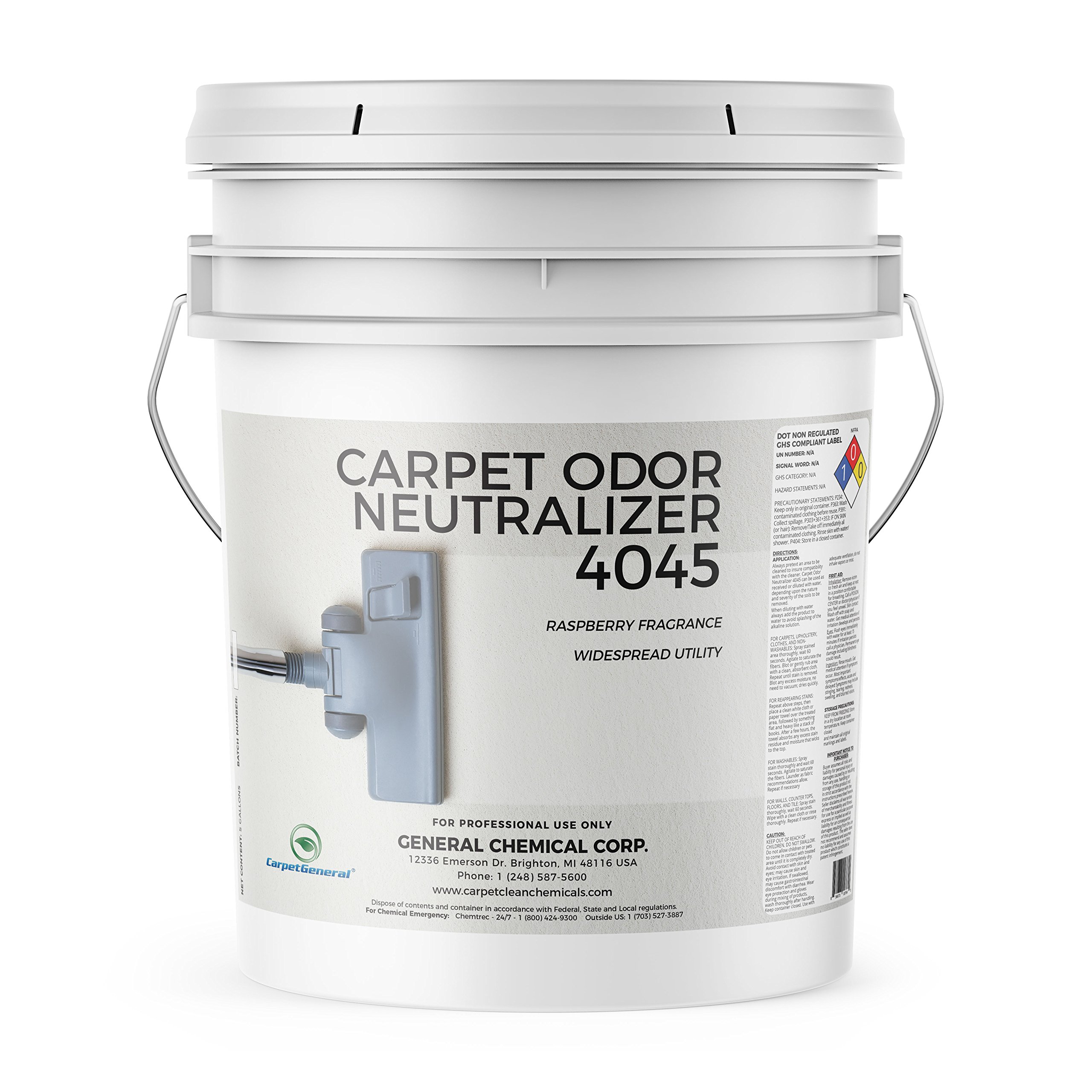 CarpetGeneral - Carpet Odor Neutralizer 4045: Concentrated Absorber, Deodorizer & Eliminator - Long-Lasting Freshness Raspberry Scent - Professional Grade Multi-Surface Application - 5 Gallon Pail